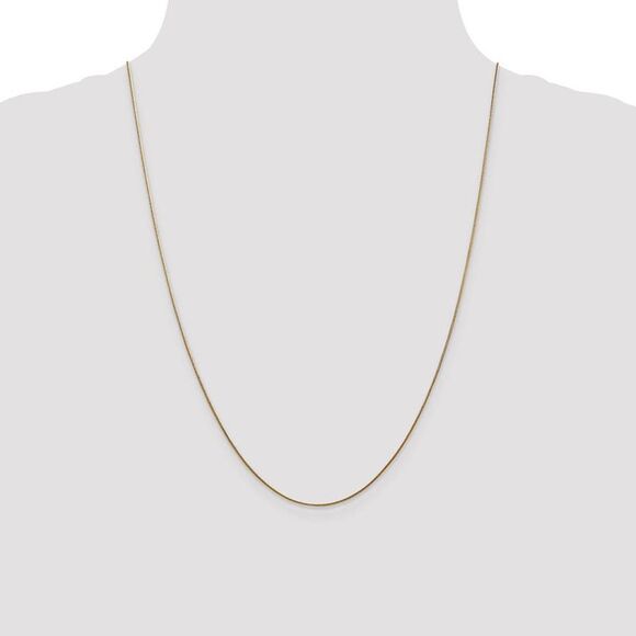 0.8mm 14k Yellow Gold Solid Round Snake Chain Necklace, 24 Inch
